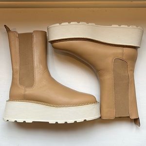 H&M Leather Chunky Platform Tan Boots